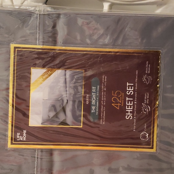 Grey Life At Home Queen Size Sheet Set NWT - Picture 2 of 6
